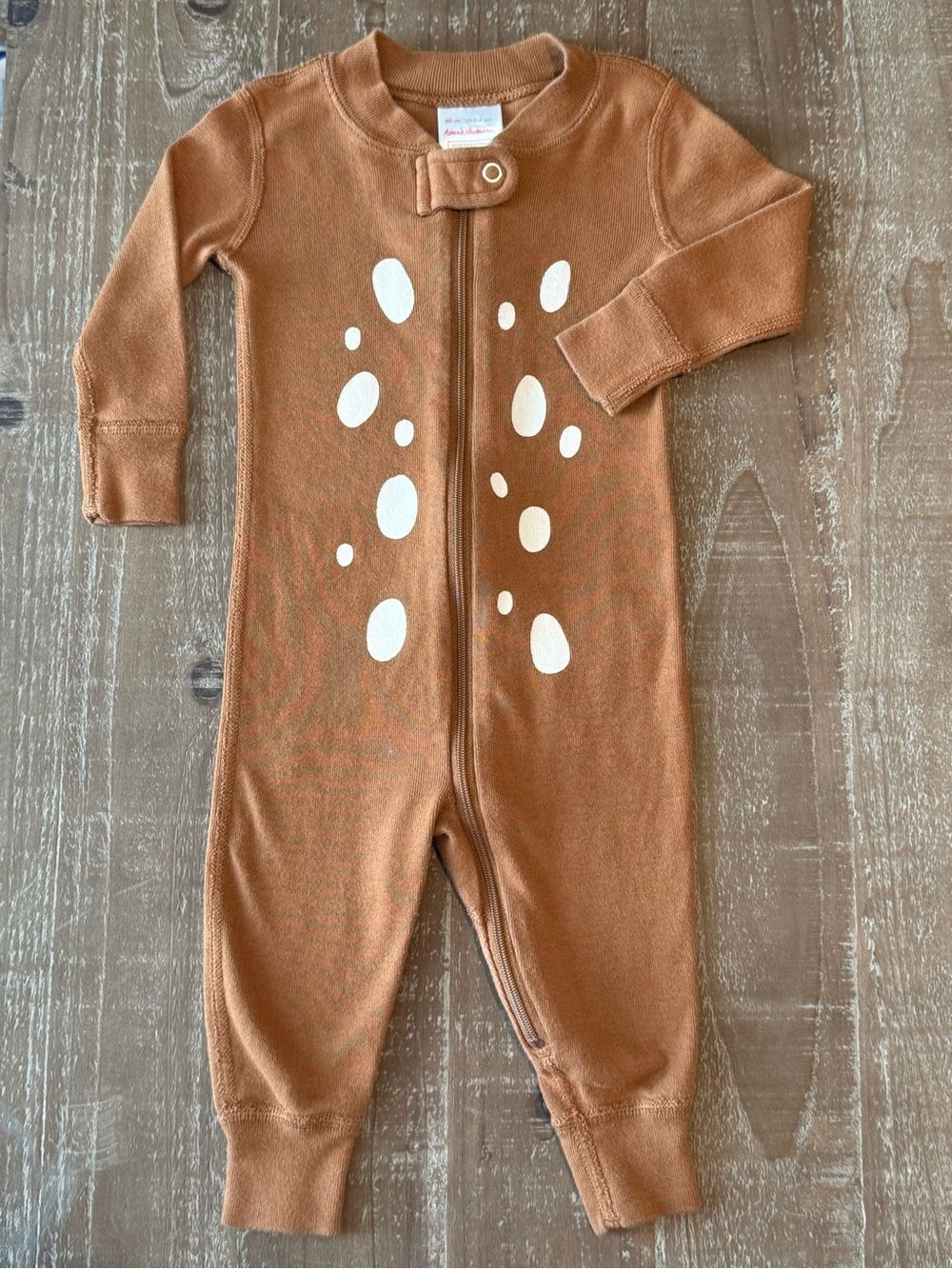 +Hanna Andersson Rust Brown White Spot Footless Zippy Sleeper 3-6M Organic